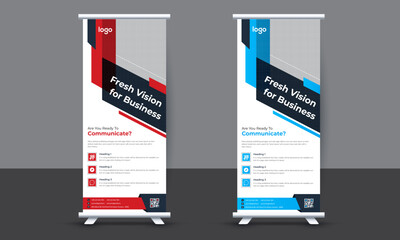 Business roll up banner design, creative portable stands roll up for advertising, banner for presentations, conferences, exhibitions, mobile banner for product promotion and advertising