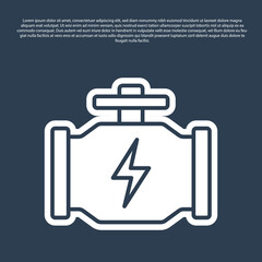 Blue line Check engine icon isolated on blue background. Vector