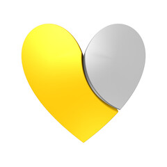 heart shaped button golden and silver