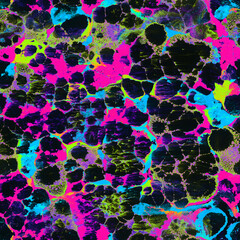 Marble seamless pattern abstract colorful neon marbled fluid background texture, wallpaper, blue, pink, green, black, violet color, artistic fashion backdrop, bright wild animal print, vivid leopard