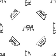 Grey line Warehouse icon isolated seamless pattern on white background. Vector
