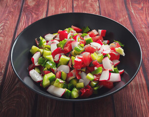 vegetable salad with radishes and cucumbers