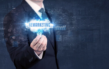Businessman holding a light bulb, business concept