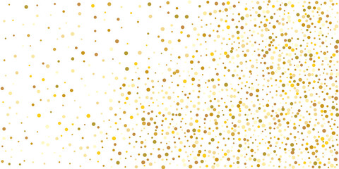 Golden  point confetti on a white background. Luxury festive background. Decorative element. Element of design. Vector illustration, EPS 10.