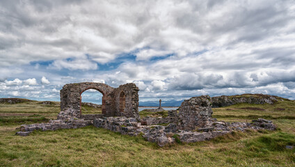 Ruins of St Dwynen Church on Llanddwyn Island in Anglesey 4100