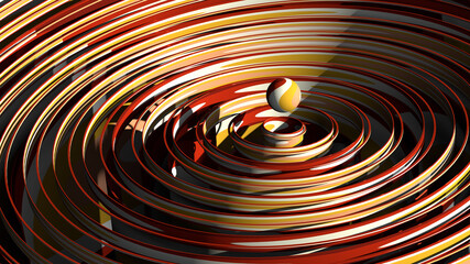 3d render Futuristic centralisation interface orange red white