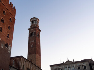 Fototapeta na wymiar A view of Torre dei Lamberti in Verona