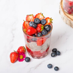 Chia seeds Pudding on white