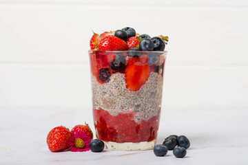 Chia seeds Pudding on white