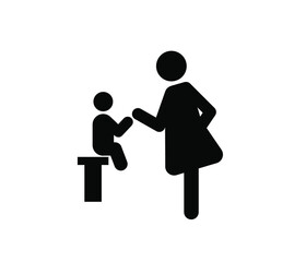 Mother and son vector icon.  Editable stroke. Linear style sign for use on web design and mobile apps, logo. Symbol illustration. Pixel vector graphics - Vector