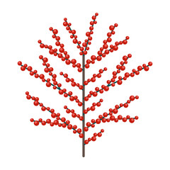 Simple minimalistic branch with small berries. Floral collection of colorful elegant plants for seasonal decoration. Stylized icons of botany. Stock vector illustration isolated on white background