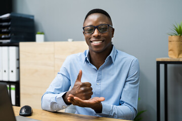 African American Man Learning Sign Language
