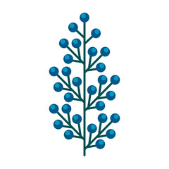 Obraz na płótnie Canvas Simple minimalistic green branch of blueberry with blue berries. Floral collection of elegant plants for seasonal decoration . Stylized icons of botany. Stock vector illustration in flat style