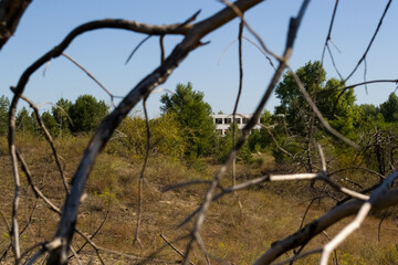 Chyhyryn Nuclear Power Plant. The building of the abandoned Ukrainian nuclear power plant Chigirinskaya. The ruins of buildings and structures. © Deniz