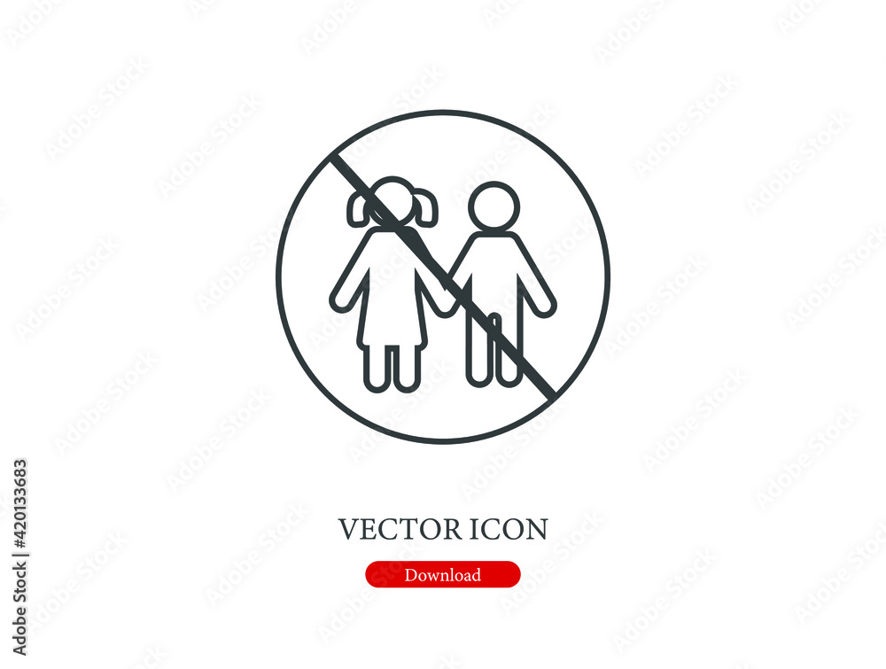 Poster no children vector icon. editable stroke. linear style sign for use on web design and mobile apps, l