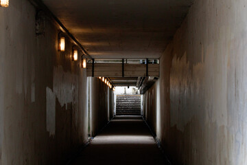 Plain White Underpass with Stairs