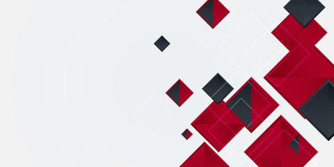 Obraz premium Dark red geometric background with copy space for presentation design. Vector abstract elegant pattern silver and red background. Squares and lines texture. Dynamic shapes composition.