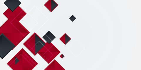 Obraz premium Dark red geometric background with copy space for presentation design. Vector abstract elegant pattern silver and red background. Squares and lines texture. Dynamic shapes composition.