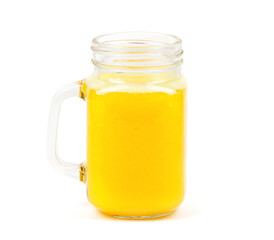 Orange juice isolated on a white background.A glass of orange juice. Healthy food. Vegan food