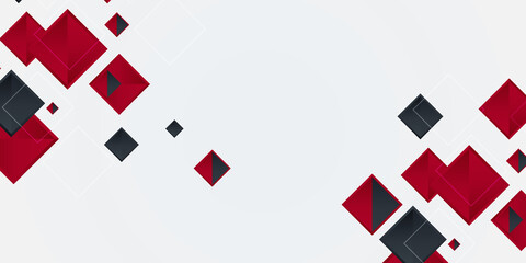 Black and red squares tech web banner on white background