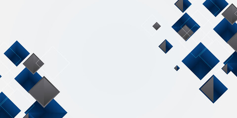 Abstract blue black background with 3d cubes and squares vector illustration. Modern business presentation template design