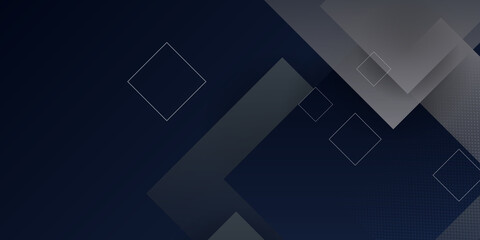 Fototapeta premium Black abstract modern geometric background. Modern futuristic technology shape concept with square pattern.