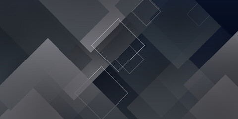 Black abstract modern geometric background. Modern futuristic technology shape concept with square pattern.
