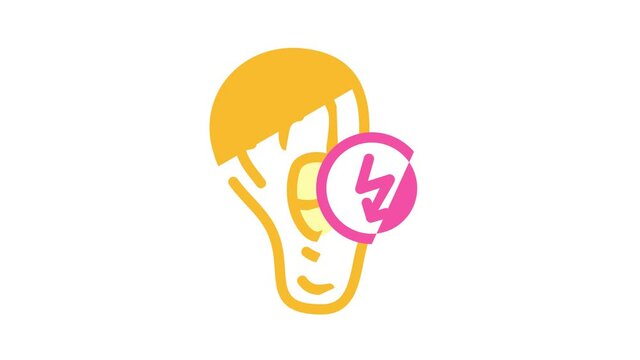 ear cutting ache color icon animation
