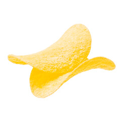 yellow potato chip isolated on white background. chip slice cut out