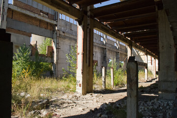 Chyhyryn Nuclear Power Plant. The building of the abandoned Ukrainian nuclear power plant Chigirinskaya. The ruins of buildings and structures. © Deniz