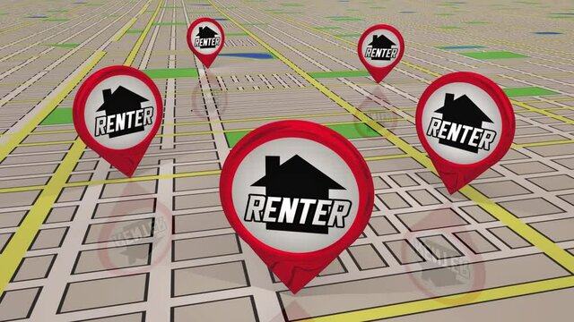 Renter Home Apartment Rent Lease Map Pin Locations 3d Animation