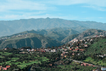 Small village landscape between the mountains