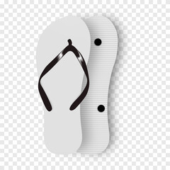 Beach flip flops slippers vector design template. Realistic 3d blank mockup. Beach slippers sign. Monochrome Flip Flops.