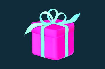 3d miniature creative gift box for birthday or party with ribbons. Vector.