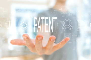 Patent concept with young man