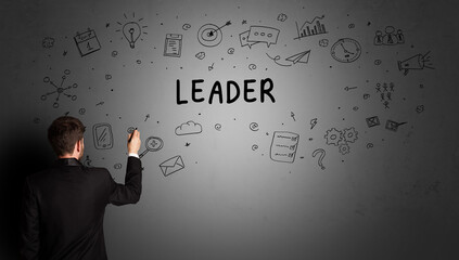 businessman drawing a creative idea sketch