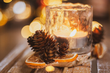 candlestick with cones and candle