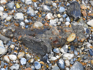 Old metal combined with stones by nature