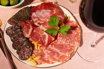 Red wine and cold cuts