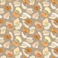 Watercolor abstract neutral shapes pattern. Trendy Forms seamless background. Neutral minimal overlapping shapes.