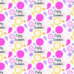 Enjoy Summer Pattern with Colorful Circles and Lettering.