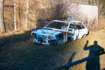 Disassembled abandoned car