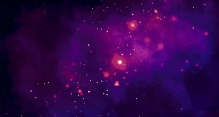 Vector cosmic watercolor illustration. Colorful space background