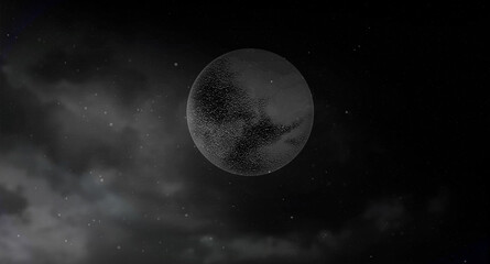 Fototapeta na wymiar Full moon with stars isolated on dark background. Magic vector elements.