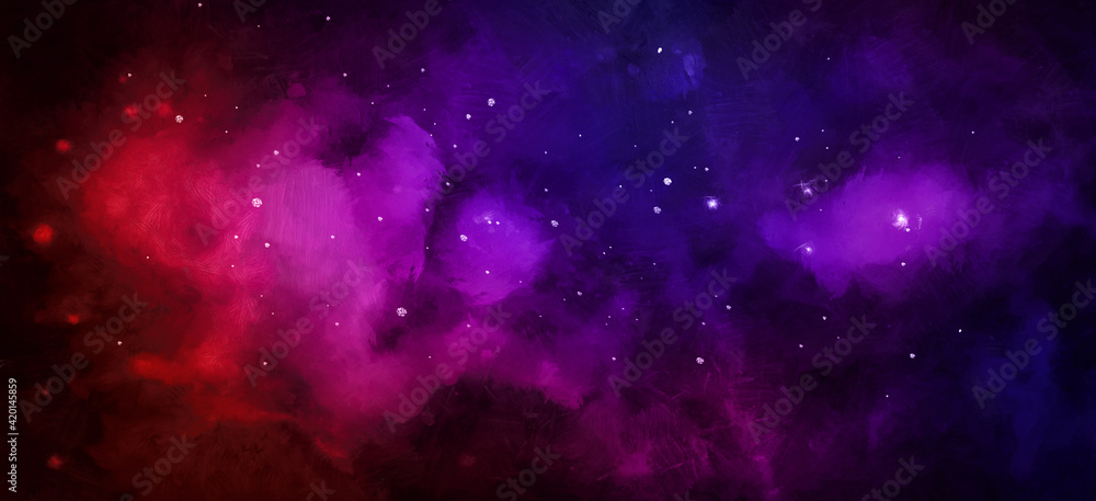 Wall mural cosmic artistic illustration. colorful space background with stars