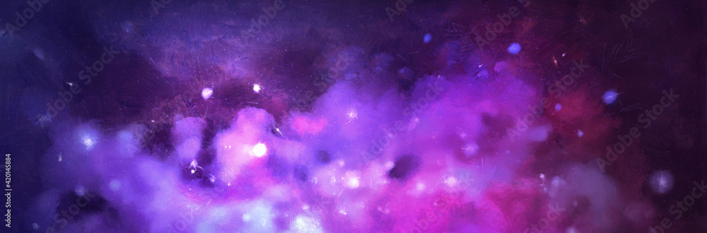 Wall mural cosmic artistic illustration. colorful space background with stars