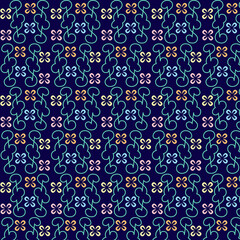 floral ornament on a blue background.  seamless pattern