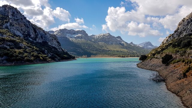 Gorg blau reservoir in the mountains of tramuntana on the balearic island of Mallorca, spain