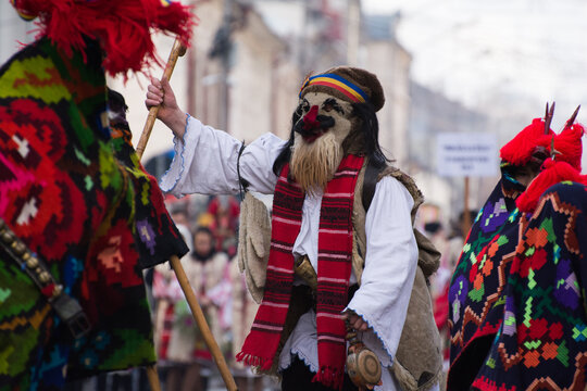 Old Winter tradition in Romania on a street festival