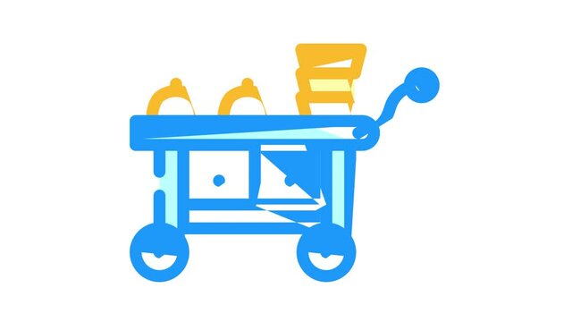 cart catering service color icon animation